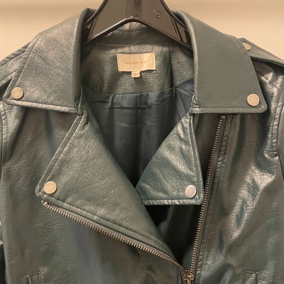 Skies Are Blue Vegan Leather Moto Jacket, Large - Picture 3 of 10